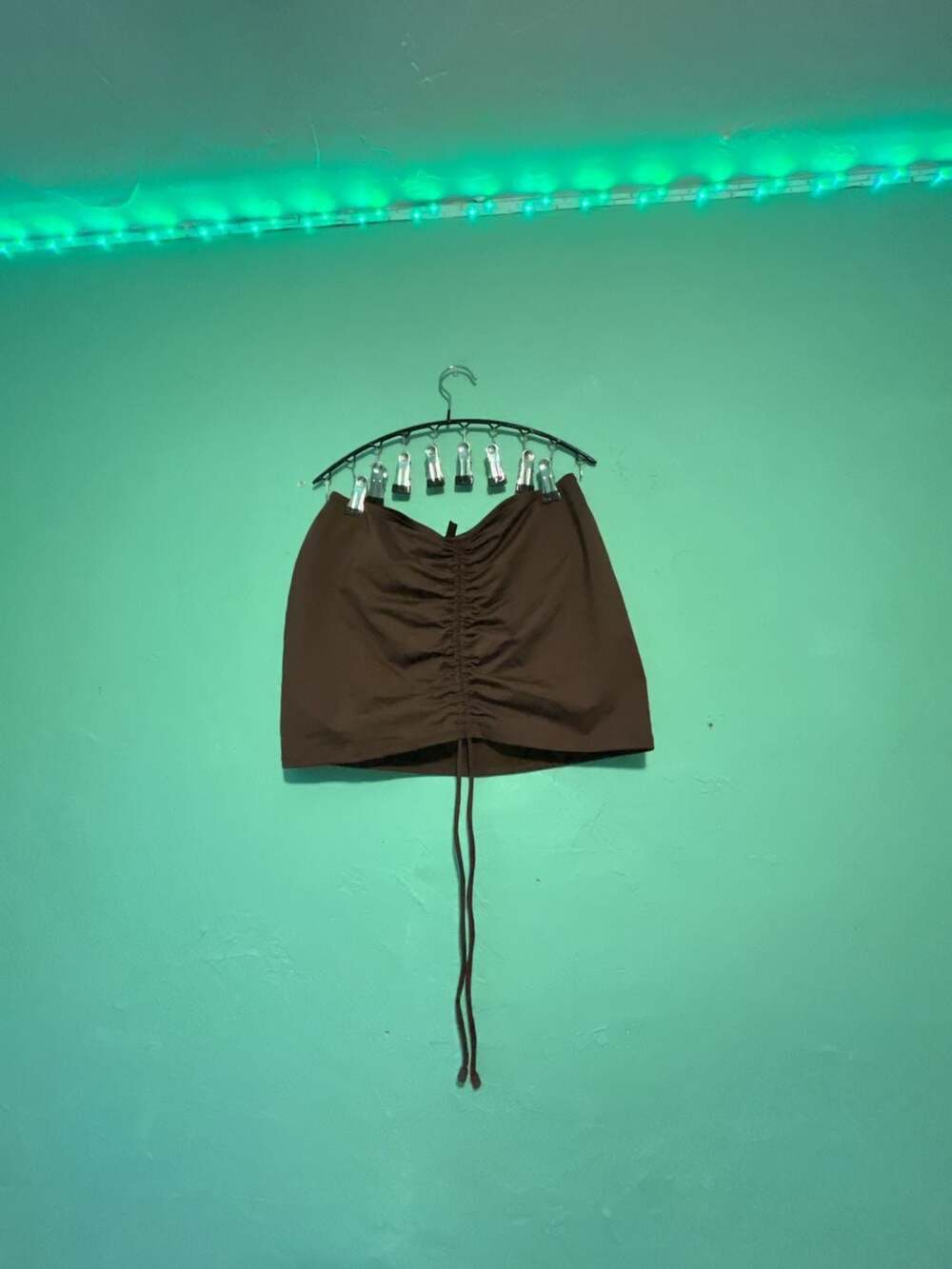 SKIMS Recycled Swim Ruched Mini Skirt Size S Cocoa